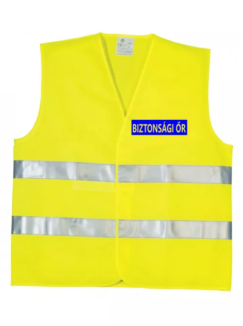BIZTONSÁGI ŐR feliratos jól látható fényvisszaverő neon sárga mellény