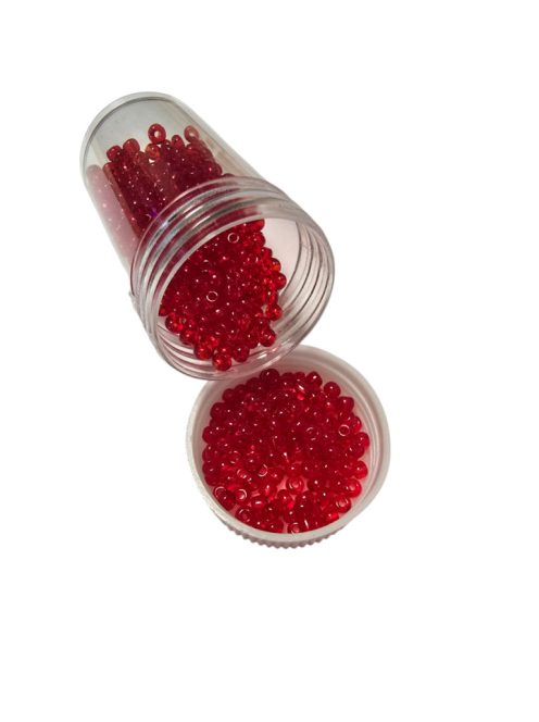 Kásagyöngy - átlátszó 20g piros 2 mm