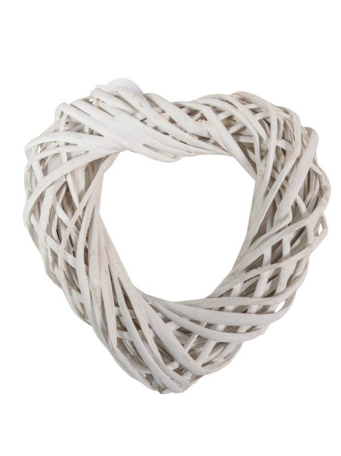 Szív vessző - fehér, nyitott 25 cm