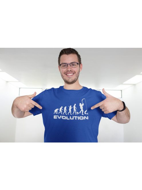 Póló Horgász Evolúció minta, vicces horgász póló, horgász ajándék, pecás póló, pamut póló horgászat