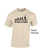 Póló Horgász Evolúció minta, vicces horgász póló, horgász ajándék, pecás póló, pamut póló horgászat