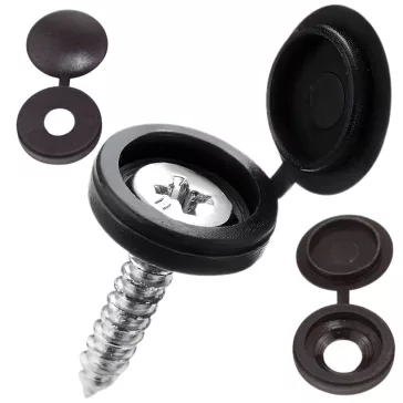 100 darabos fekete műanyag csavartakaró készlet, 13mm átmérővel