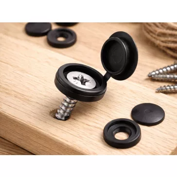 100 darabos fekete műanyag csavartakaró készlet, 13mm átmérővel