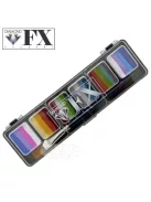 Diamond FX SPARKLE Touch of Metallic csíkos arcfesték paletta 6x10g, professzionális "one stroke" festék csillogó és metálos árnyalatokkal, bőrbarát