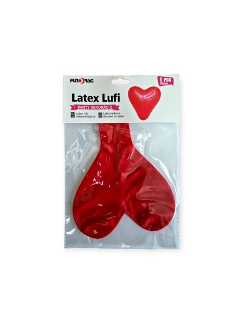 Szív alakú gumi lufi piros nagy 45cm