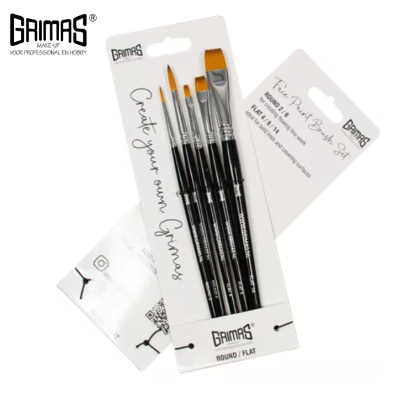 Grimas Profi ecset készlet - kerek/lapos 5 darabos