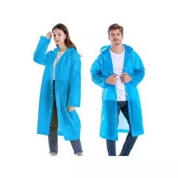 Esőkabát, poncsó Kapucnival és Zsebbel - Kék