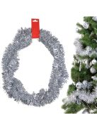 Ezüst karácsonyi girland, 2 méter hosszú füzér, karácsonyfa lánc, klasszikus ünnepi dekoráció, csillogó ezüst