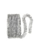 Ezüst karácsonyi girland, 2 méter hosszú füzér, karácsonyfa lánc, klasszikus ünnepi dekoráció, csillogó ezüst