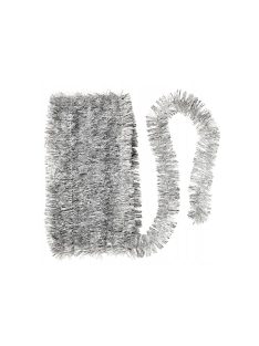 Ezüst karácsonyi girland, 2 méter hosszú füzér, karácsonyfa lánc, klasszikus ünnepi dekoráció, csillogó ezüst