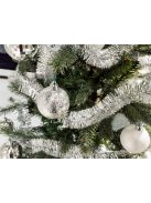 Ezüst karácsonyi girland, 2 méter hosszú füzér, karácsonyfa lánc, klasszikus ünnepi dekoráció, csillogó ezüst