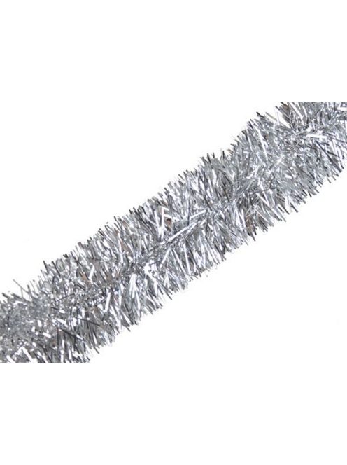 Ezüst karácsonyi girland, 2 méter hosszú füzér, karácsonyfa lánc, klasszikus ünnepi dekoráció, csillogó ezüst