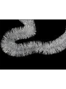 Ezüst karácsonyi girland, 2 méter hosszú füzér, karácsonyfa lánc, klasszikus ünnepi dekoráció, csillogó ezüst