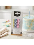 10 darabos színes tortagyertya készlet műanyag tartó tüskékkel, 6 cm hosszú