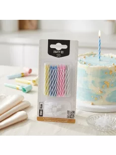 10 darabos színes tortagyertya készlet műanyag tartó tüskékkel, 6 cm hosszú