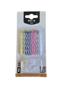 10 darabos színes tortagyertya készlet műanyag tartó tüskékkel, 6 cm hosszú