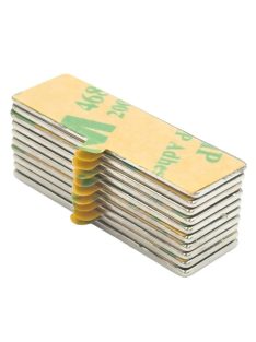 10 darabos 30x10x1mm-es öntapadós neodímium hasáb mágnes készlet 3M ragasztócsíkkal