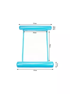 Kék-fehér felfújható vízi függőágy hálós középrésszel, úszó nyugágy medencébe és tengerre