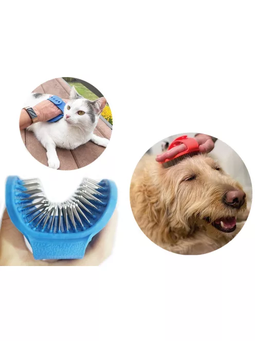 Puha fésűkefe kutyák és macskák szőrének fésülésére, masszírozó, csúszásmentes fogantyúval