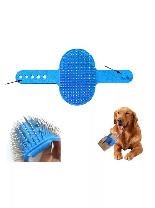 Puha fésűkefe kutyák és macskák szőrének fésülésére, masszírozó, csúszásmentes fogantyúval