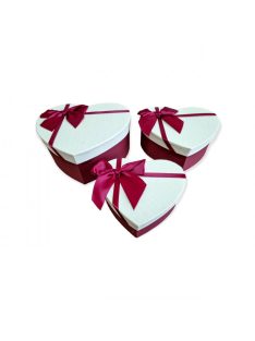   Szív Papír ajándék doboz szatén masnival - több méretben