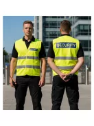 áthatósági mellény SECURITY felirattal, sárga biztonsági mellény vagyonőröknek, fényvisszaverő rendezvénybiztosító mellény.