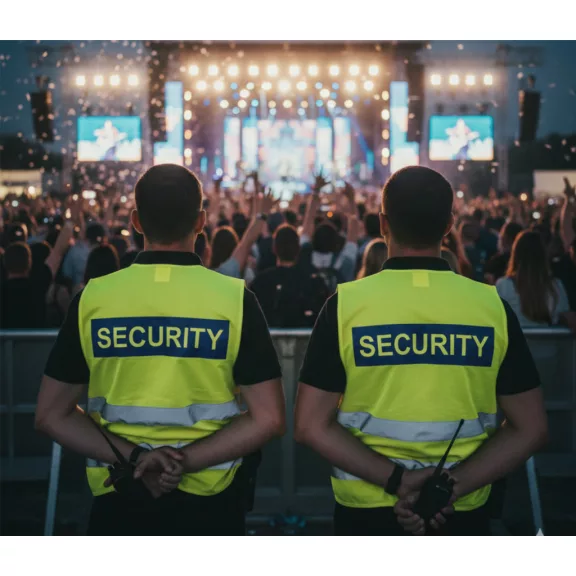 áthatósági mellény SECURITY felirattal, sárga biztonsági mellény vagyonőröknek, fényvisszaverő rendezvénybiztosító mellény.