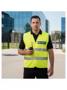 áthatósági mellény SECURITY felirattal, sárga biztonsági mellény vagyonőröknek, fényvisszaverő rendezvénybiztosító mellény.