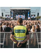 áthatósági mellény SECURITY felirattal, sárga biztonsági mellény vagyonőröknek, fényvisszaverő rendezvénybiztosító mellény.