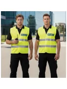 áthatósági mellény SECURITY felirattal, sárga biztonsági mellény vagyonőröknek, fényvisszaverő rendezvénybiztosító mellény.
