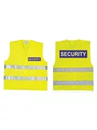 áthatósági mellény SECURITY felirattal, sárga biztonsági mellény vagyonőröknek, fényvisszaverő rendezvénybiztosító mellény.