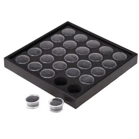 csillámpor tároló tálca 25 db tégellyel