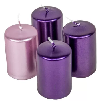 ADVENTI GYERTYA METÁL LILA-RÓZSASZÍN 40*60MM 4DB/CS