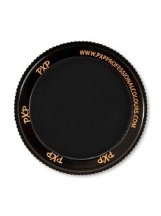 30 grammos, kerek tégelyes PXP Professional Colors fekete arcfesték ecsettel vagy szivaccsal történő használatra.