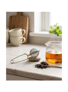 Gömb alakú teaszűrő csipesz 5 cm – fém teatojás szálas teához