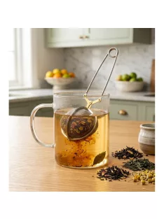 Gömb alakú teaszűrő csipesz 5 cm – fém teatojás szálas teához