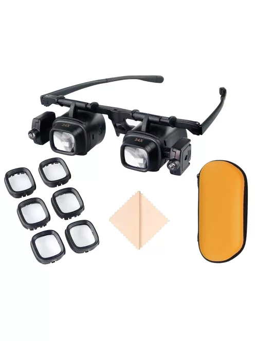 Nagyítós szemüveg LED világítással 2x 6x 8x 12x 24x nagyítással precíziós munkához