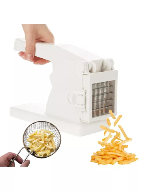 Kézi hasábburgonya készítő és burgonyaszeletelő gép éles acél pengével.