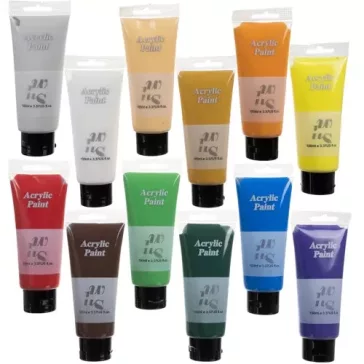 Maaleo 12 darabos, 100 ml-es akrilfesték szett élénk színekkel, tubusokban, művészeknek és hobbistáknak