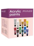 Maaleo 12 darabos, 100 ml-es akrilfesték szett élénk színekkel, tubusokban, művészeknek és hobbistáknak