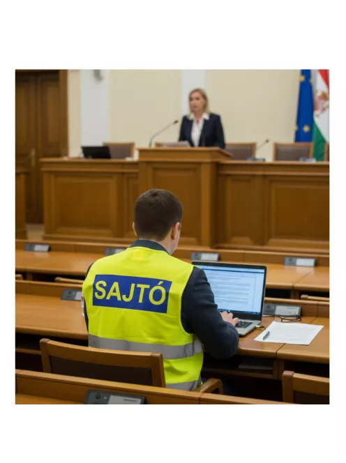 Láthatósági mellény SAJTÓ felirattal, sárga biztonsági mellény magyar újságíróknak, fényvisszaverő sajtó azonosító, eseménytudósító felszerelés.