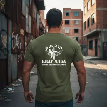 Krav Maga Israel Defence Force pamut póló uniszex IDF mintával elöl és hátul