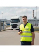 BIZTONSÁGI SZOLGÁLAT feliratú minősített neon sárga fényvisszaverő mellény
