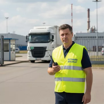 BIZTONSÁGI SZOLGÁLAT feliratú minősített neon sárga fényvisszaverő mellény