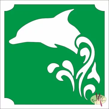 5x5 cm-es Csillámtetoválás sablon - Delfin 58