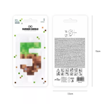 5-ös szám alakú pixel tortagyertya műanyag beszúróval