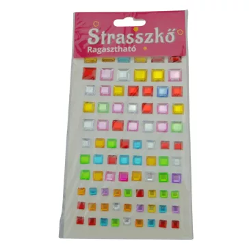 Négyzet strasszkövek vegyes színben és méretben 78db/cs