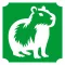 Capybara csillámtetoválás sablon 5x5 cm-es méretben, bőrre ragasztva, csillámmal díszítve