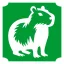 Capybara csillámtetoválás sablon 5x5 cm-es méretben, bőrre ragasztva, csillámmal díszítve