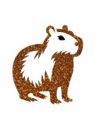 Capybara csillámtetoválás sablon 5x5 cm-es méretben, bőrre ragasztva, csillámmal díszítve